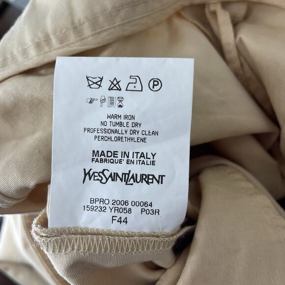 Yves St Laurent Size F44 US 10 Cropped Pants Cream Neutral 31 Waist Cotton YSL - Picture 6 of 8